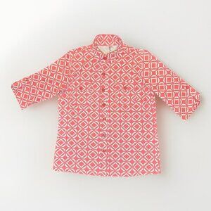 Lulu B Button Down 1/2 Sleeve Blouse Women's Size Medium Pink Pattern Buttons